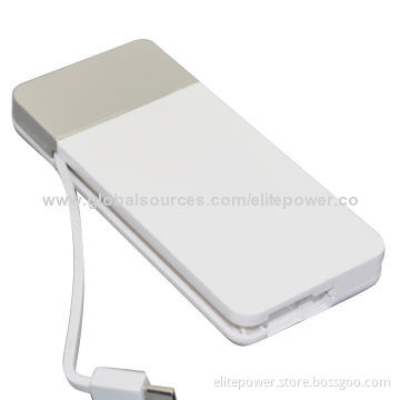 Power Bank with Integrate Cable, 3,000mAh, TF Card Reader for iPhone 5, Samsung Galaxy, HTC